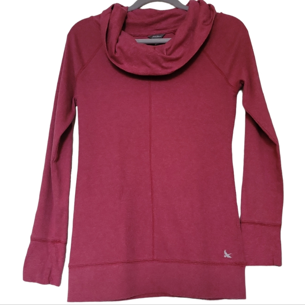 Eddie Bauer Cowl Neck Long-Sleeved Top S Women's Dusty Red Berry